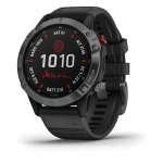 Спортивные наручные часы Garmin Fenix 6 Pro Solar серый с черным ремешком 010-02410-15