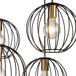 Подвесной светильник 6x60Вт E27, металл, чёрный/бронза