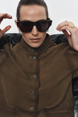 ZARA КУРТКА ИЗ 100% КОЖИ — ZW COLLECTION LIMITED EDITION, ОЛИВКОВЫЙ