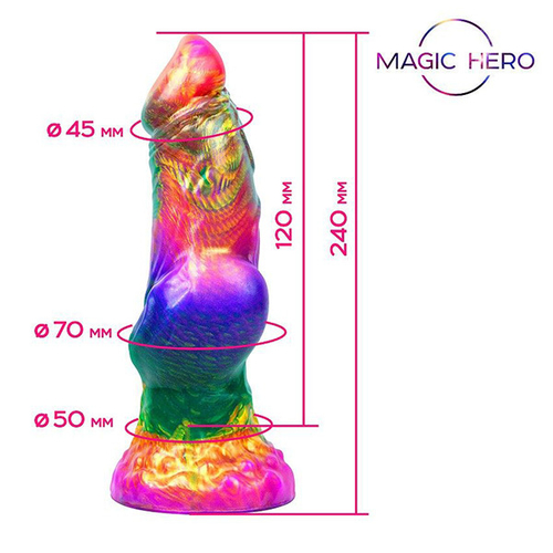 Разноцветный фантазийный фаллоимитатор на присоске 24см Bior Toys Magic Hero MH-13046
