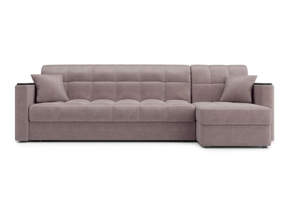 Диван угловой с оттоманкой Неаполь 1,8 - Velutto 22 коричневый/накладка венге