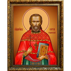 Сергий Родаковский, священномученик, пресвитер. Икона на холсте.