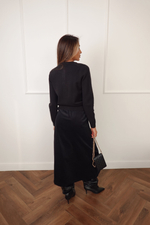 Юбка из вельвета с разрезом спереди