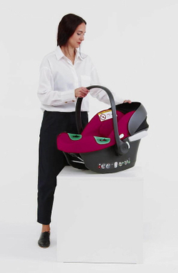 Коляска Cybex Balios S Lux TPE complete Aton B2 Dynamic Red 3 в 1 Seashell Beige с дождевиками