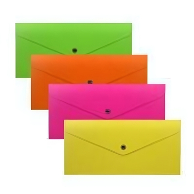 Папка-конверт на кнопке Glossy Neon, полупрозрачная, Travel Fizzy ассорти (Erich Krause)