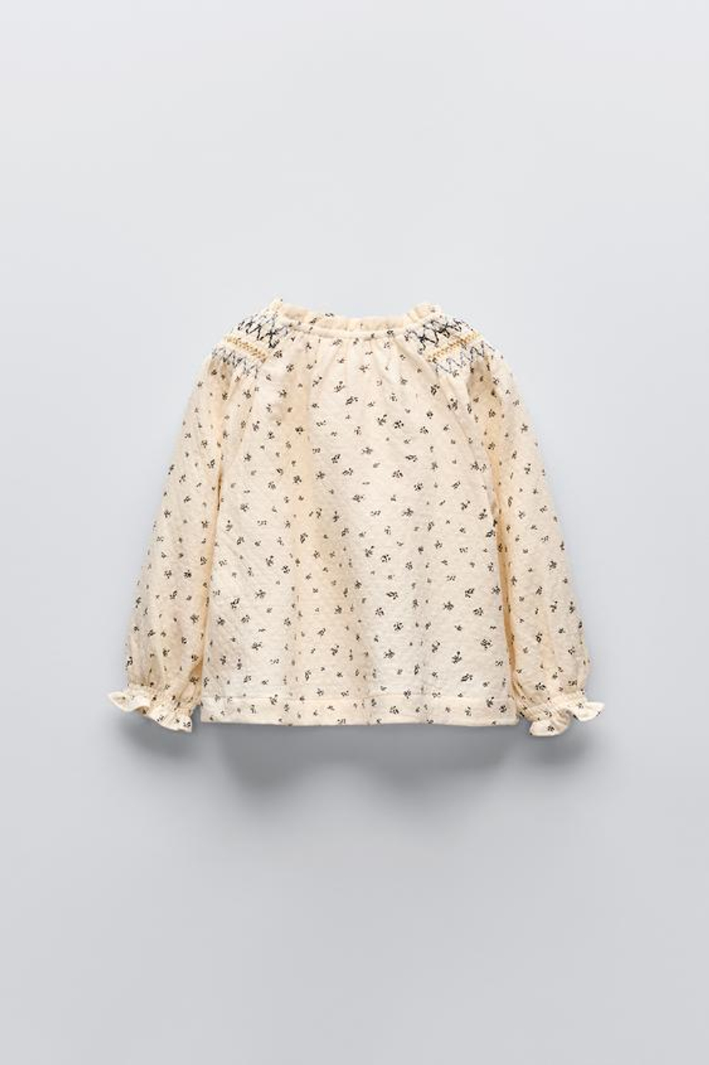 ZARA РУБАШКА С ВЫШИВКОЙ И ПРИНТОМ, ЭКРЮ