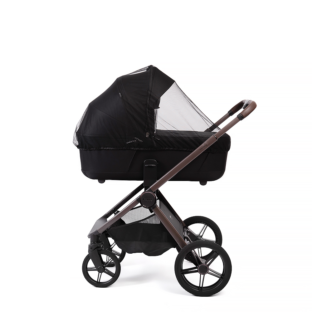 Коляска 2 в 1 Peppy Monaco thermo Black (черный), рама серо-коричневая