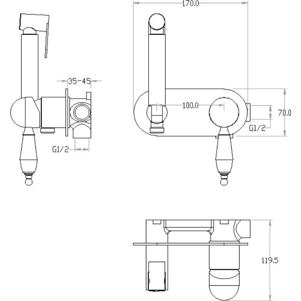 Гигиенический душ Boheme Imperiale 425 С ВНУТРЕННЕЙ ЧАСТЬЮ, золото