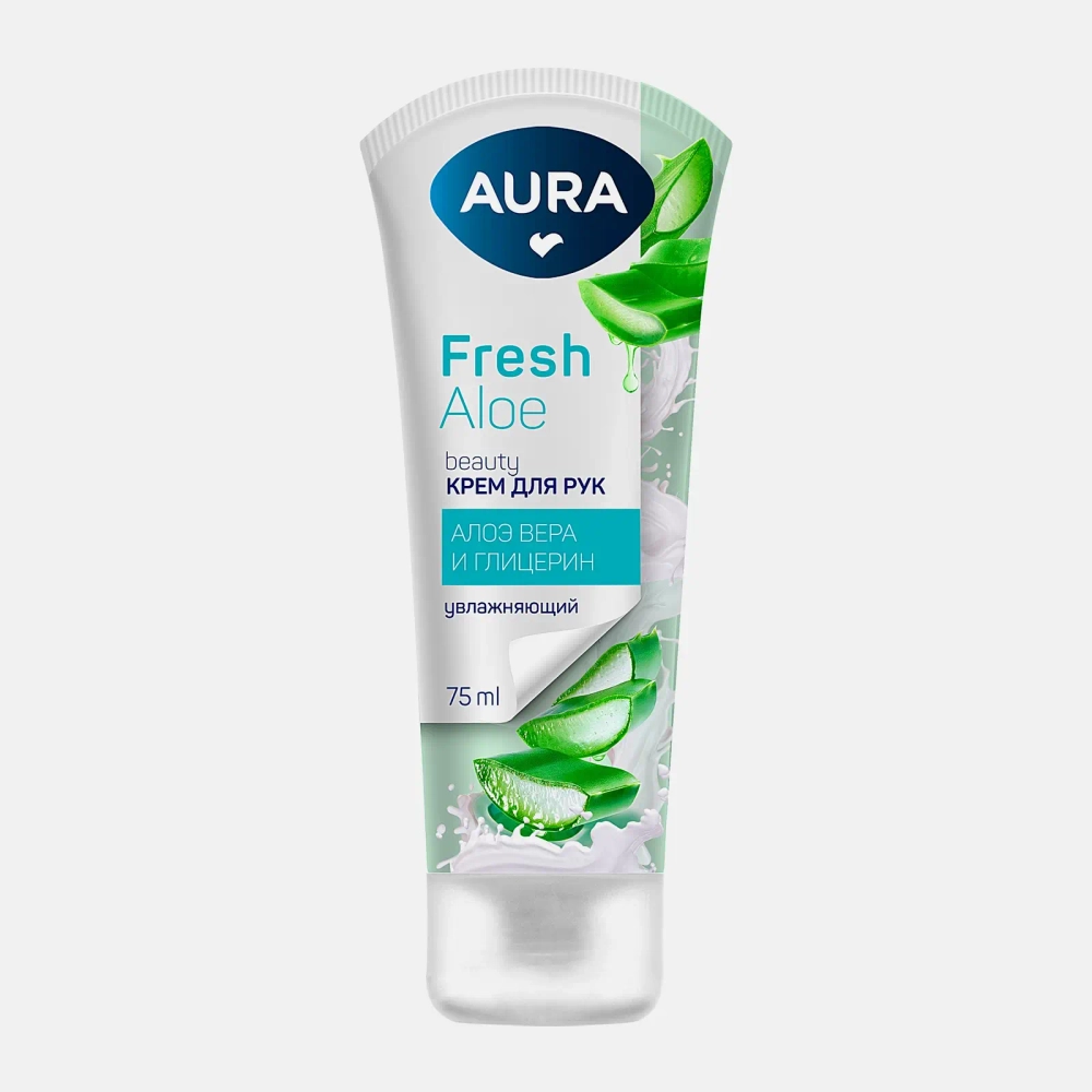 Крем для рук Aura Beauty Увлажняющий с глицерином и экстрактом алоэ 75мл