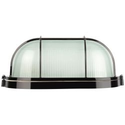 Светильник ЭРА НБП 04-100-002 Акватермо алюминий/стекло решетка IP54 E27 max 100Вт 280х160 овал черный