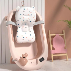 Детская ванна складная Luxmom HBT-005,c термометром и матрасиком, розовый