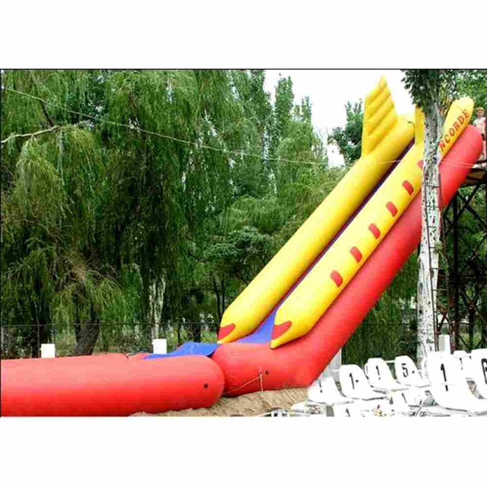 Надувная прямая водная горка для вышки (опоры), с бассейном  «Самолет»,10*2,5*7 м