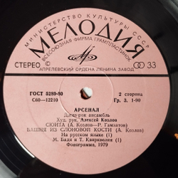 Винтажная виниловая пластинка LP Арсенал Джаз Рок Ансамбль Арсенал (СССР 1979)