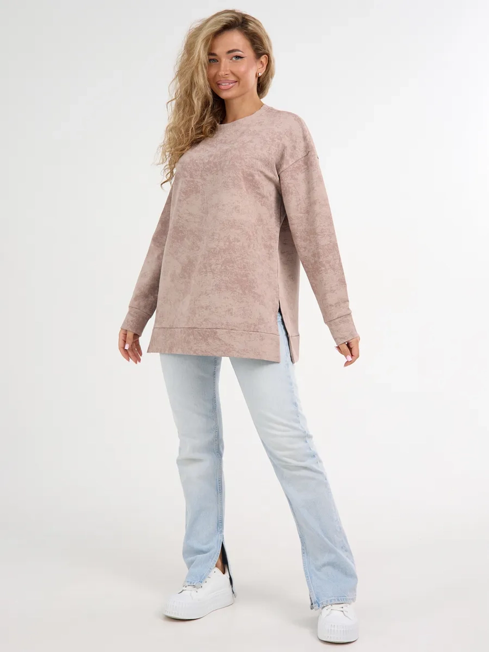 Свитшот без начеса теплый больших размеров оверсайз кофта