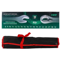 Набор ключей комбинированных 18пр.(8-19, 21, 22, 24, 27, 30, 32мм),на полотне RockForce##Rock FORCE RF-5181P