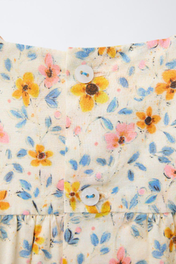 ZARA ПЛАТЬЕ И ТРУСЫ С ЦВЕТОЧНЫМ ПРИНТОМ, СВЕТЛЫЙ ЭКРЮ