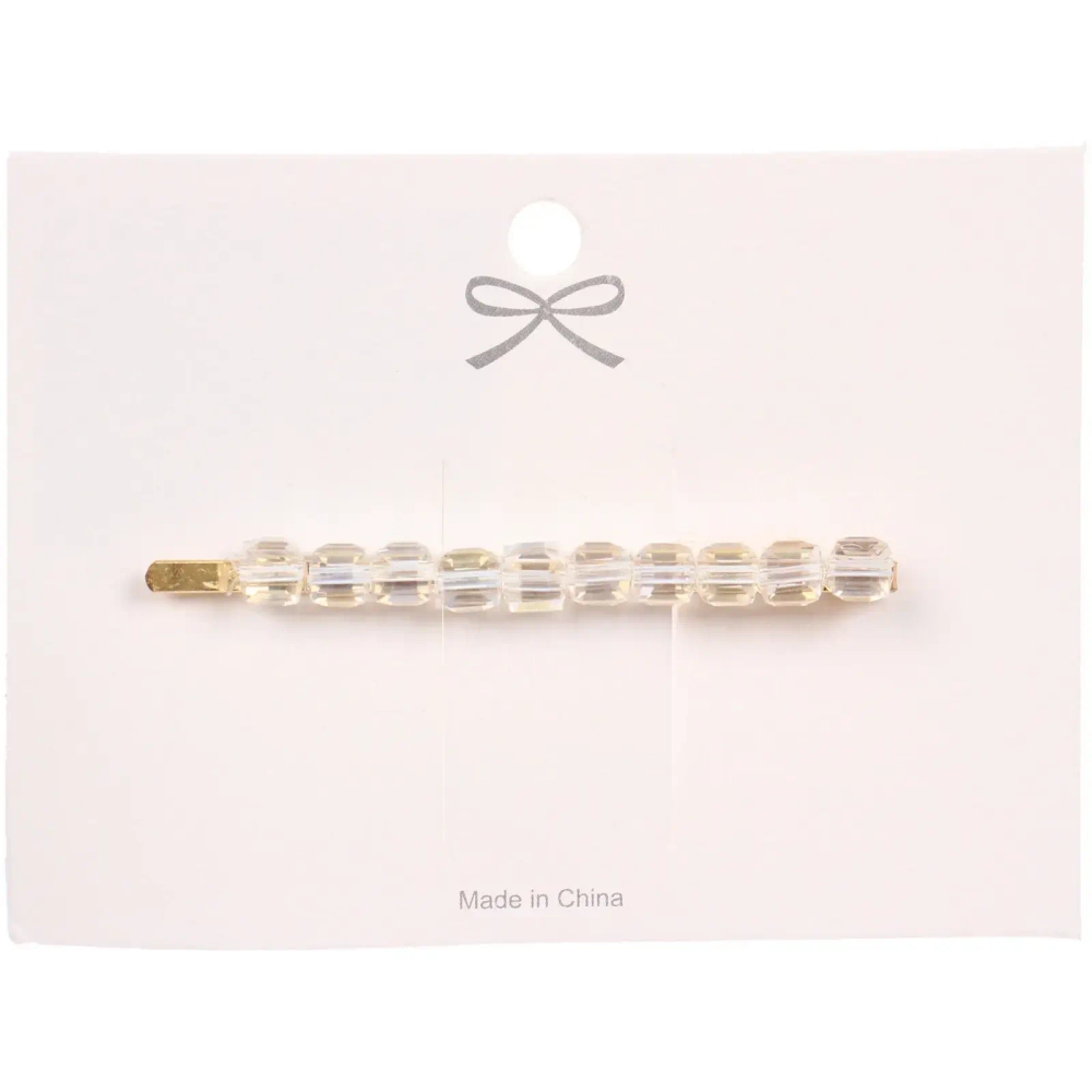 Зажим для волос 1шт на блистере «ПЕРСЕЯ», бусинки, прозрачные, 6*1.5см