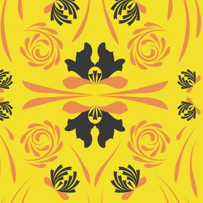 Floral folk damask pattern Fantasy flowers