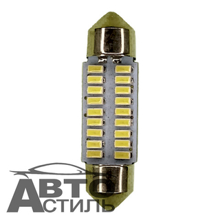 Светодиод 12V T11x41 18SMD 3014 WHITE  (салон) белая плата 11073