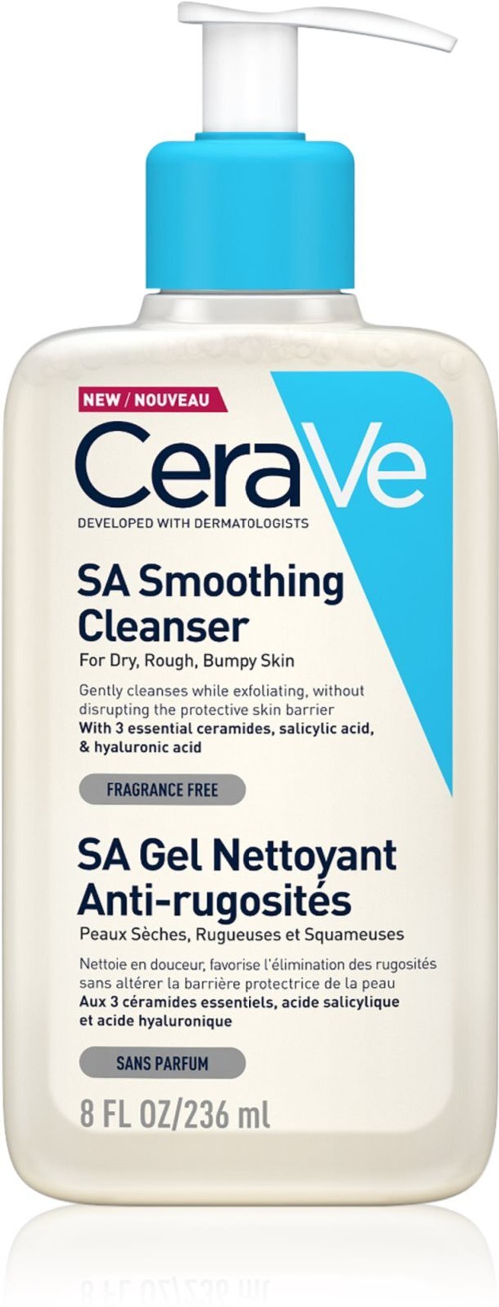 CeraVe SA - Очищающий и смягчающий гель для нормальной и сухой кожи /   236  ml  / GTIN 3337875684118