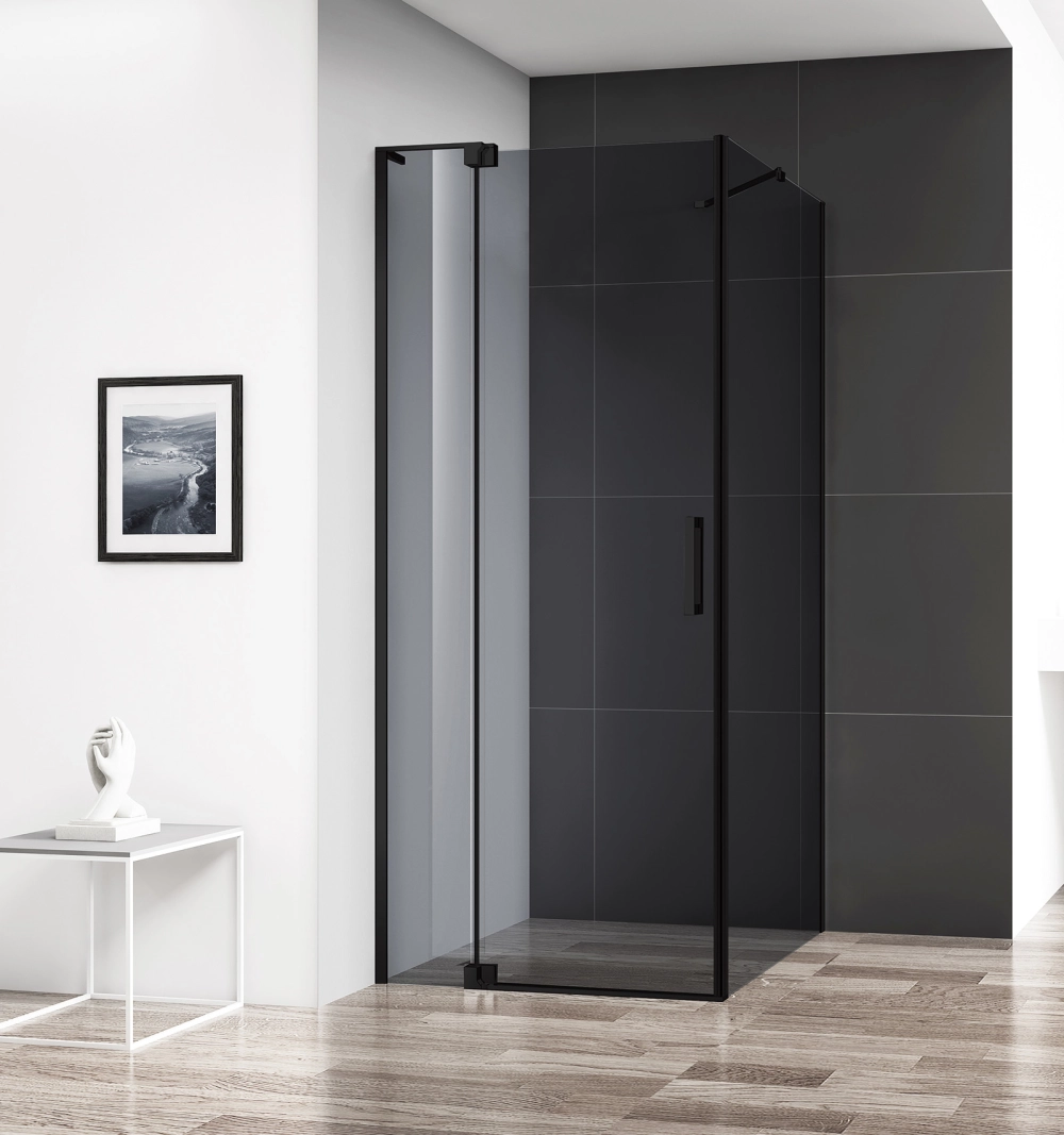 Душевой уголок Cezares SLIDER-AH-1-80-70/80-GRIGIO-NERO, профиль черный