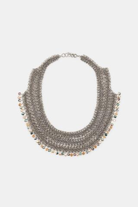 ZARA КОЛЬЕ СО СТРАЗАМИ, СЕРЕБРИСТЫЙ