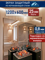 Огнеупорное керамическое волокно с экраном. Нержавейка 1200*600*0.8мм.