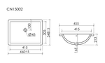 Раковина встраиваемая снизу Ceramicanova Era, с отверстием слива - перелива 460x348x213 мм, белый, арт.CN15002
