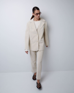 Жакет свободного кроя из искусственной замши молочный