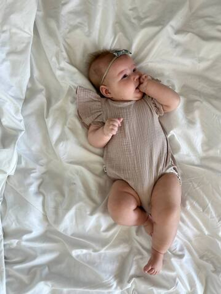 Боди с крылышками, муслин бежевый