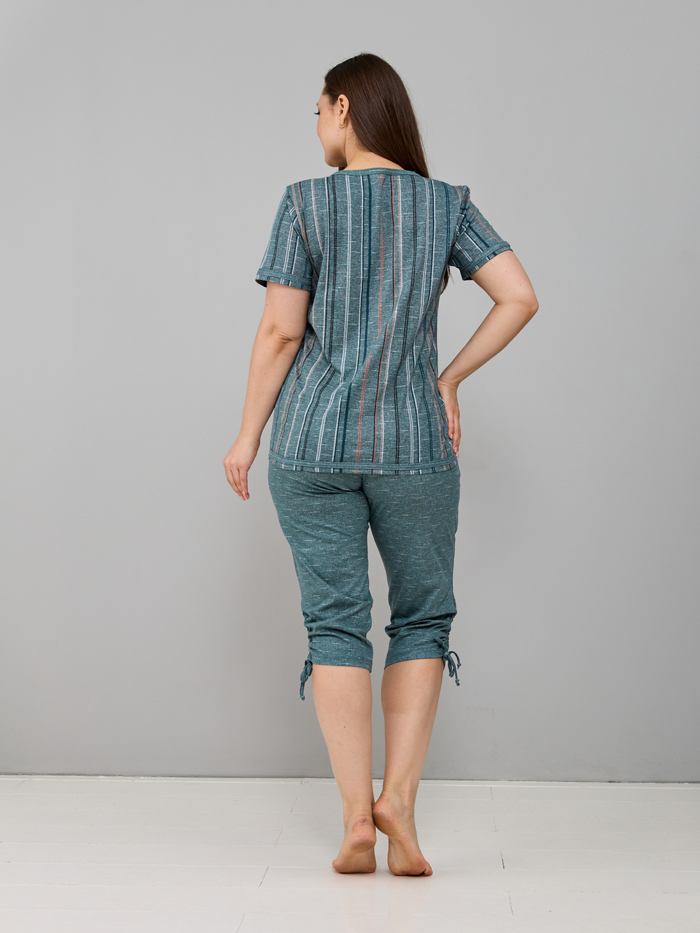 Пижама с бриджами КД-61/рогожкаизумруд-цепочка