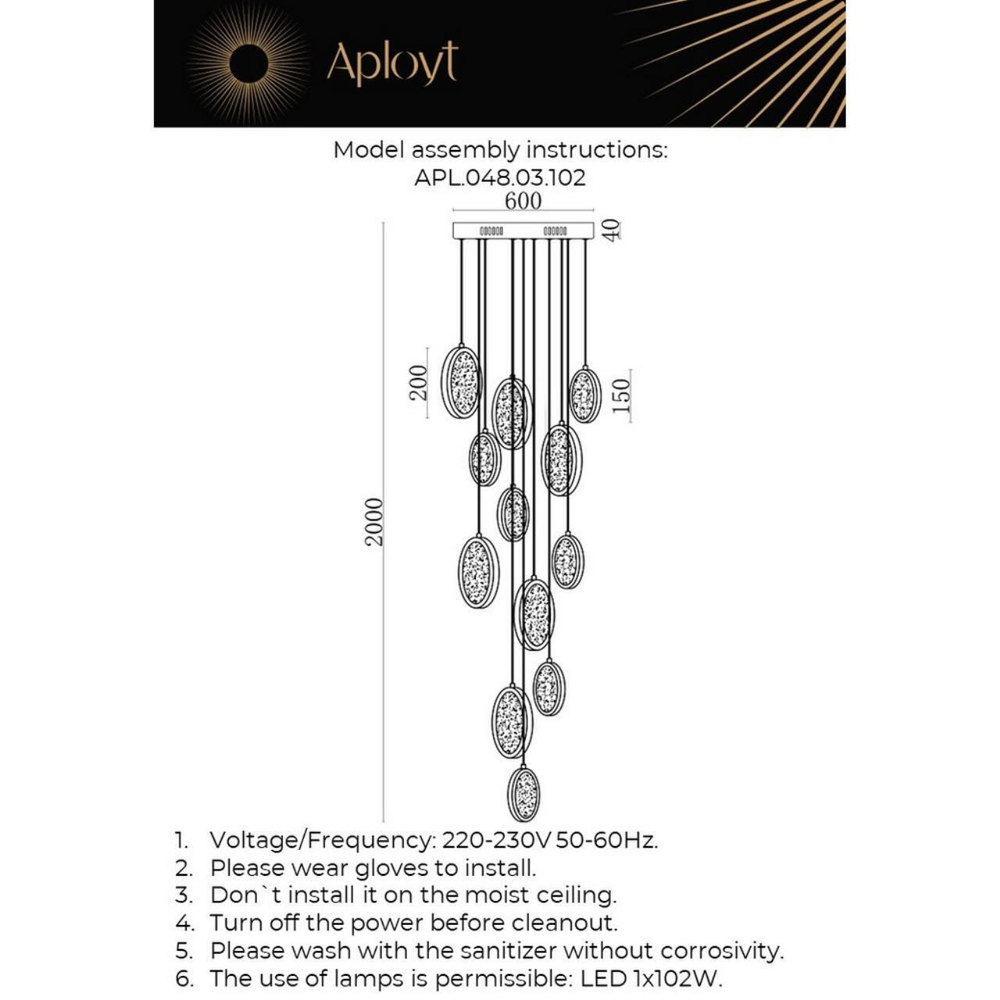 Подвесная светодиодная люстра Aployt Yulali APL.048.03.102