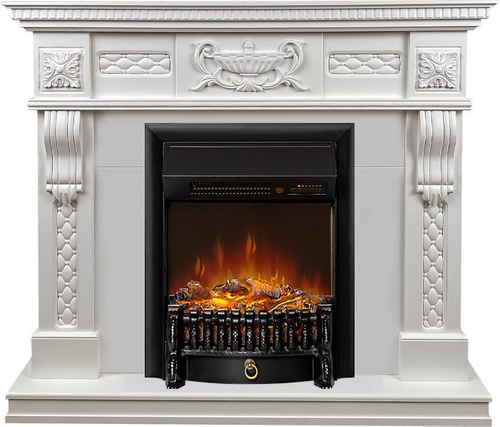 Каминокомплект Corsica - Матовый белый (Ширина 1100) с очагом Fobos FX M Black RC