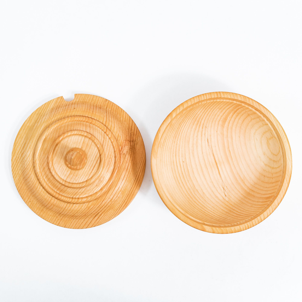 Деревянная сахарница из кедра для меда, соли, специй K51