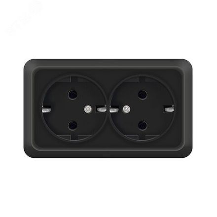 Розетка двухместная UNIVersal "Олимп" с/з, о/у, 16А, 220В, черная (1/200)