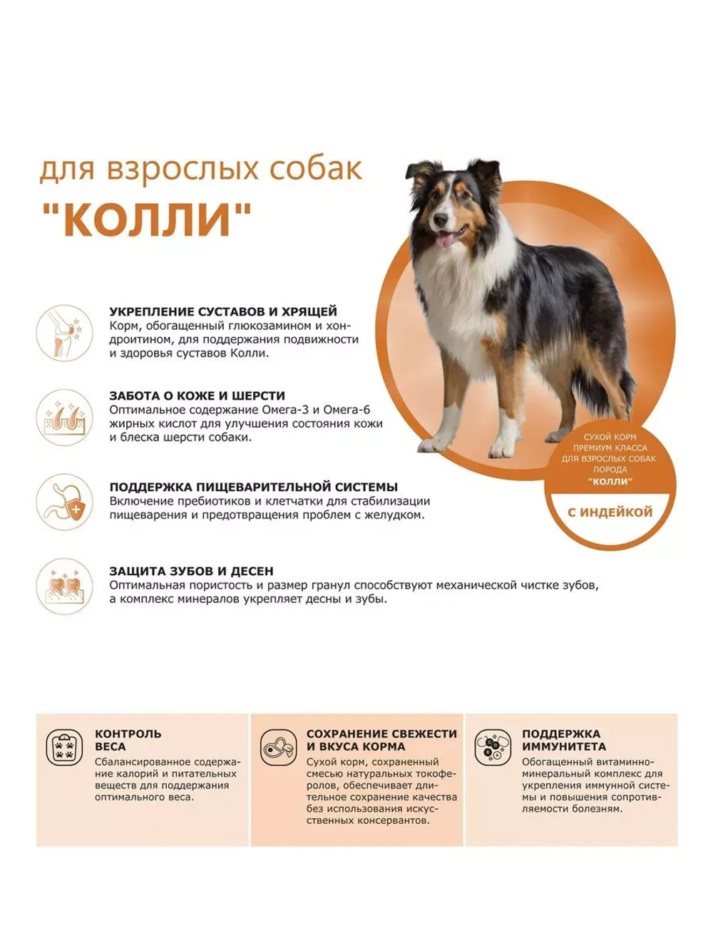 Сухой корм для собак породы Колли, с индейкой, 12 кг