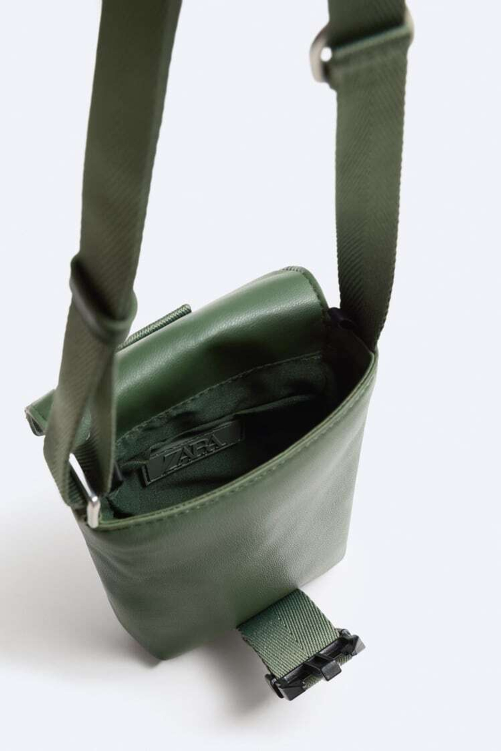 ZARA МИНИ-СУМКА С МЕТАЛЛИЧЕСКОЙ ЗАСТЕЖКОЙ, ЗЕЛЕНЫЙ