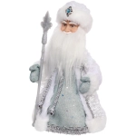 Дед Мороз музыкальный «Серебристый снег» 30 см (серебряная шубка)