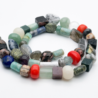 Натуральные камни микс бусины, размер около 4-13 мм, цена за нить 38 см