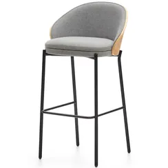 Барный стул Eamy светло-серый с натуральной отделкой