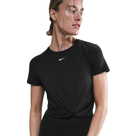 Женская теннисная футболка Nike One Classic Dri-Fit Twist Short Sleeve Top - black/white
