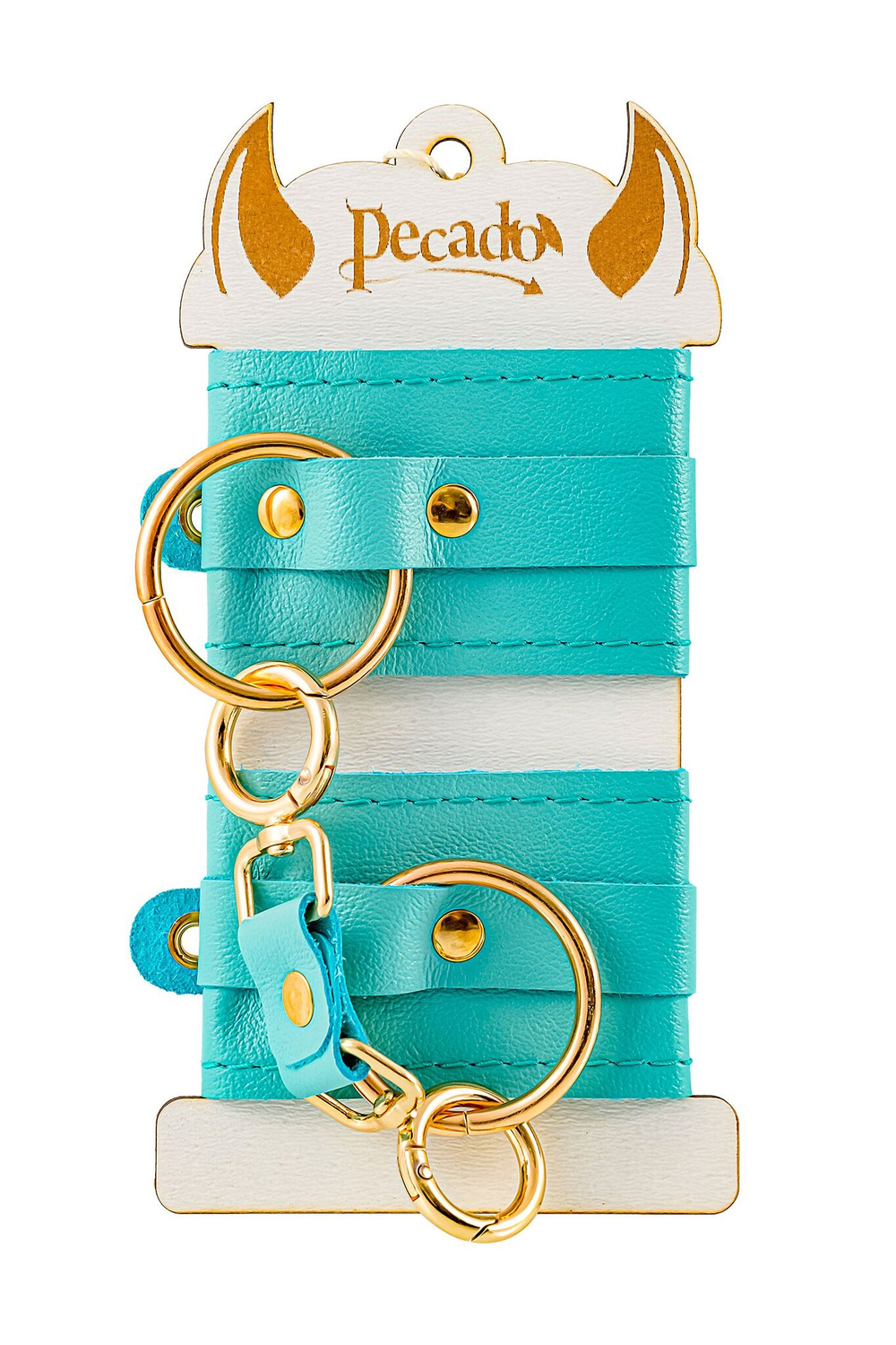 Голубые однослойные кожаные наручники (Цвет: голубой)