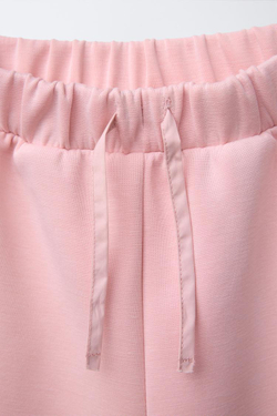 ZARA БРЮКИ ПРЯМОГО КРОЯ ИЗ ВЫСОКОТЕХНОЛОГИЧНОЙ ТКАНИ С ЛАМПАСАМИ, РОЗОВЫЙ