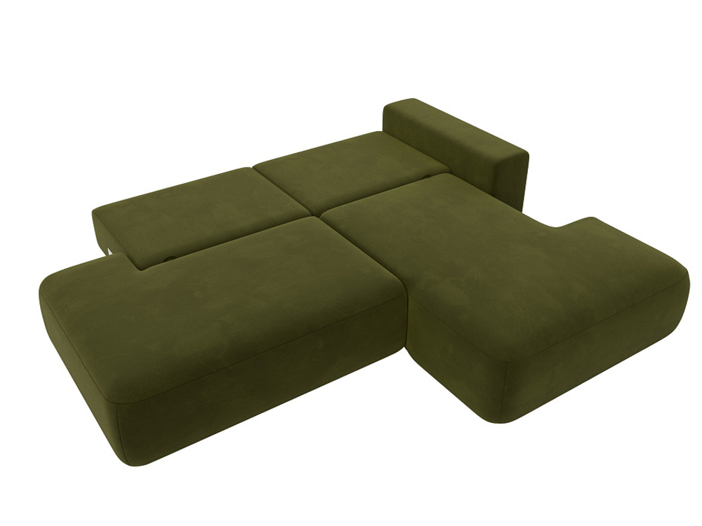 Диван угловой Лига-036 НПБ Модерн правый угол МИКРОВЕЛЬВЕТ Зеленый