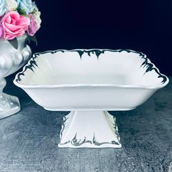 Lenardi 666-397 Квадратная фруктвоница 19см на ножке ARGENTO в под.уп.(х8)Фарфор