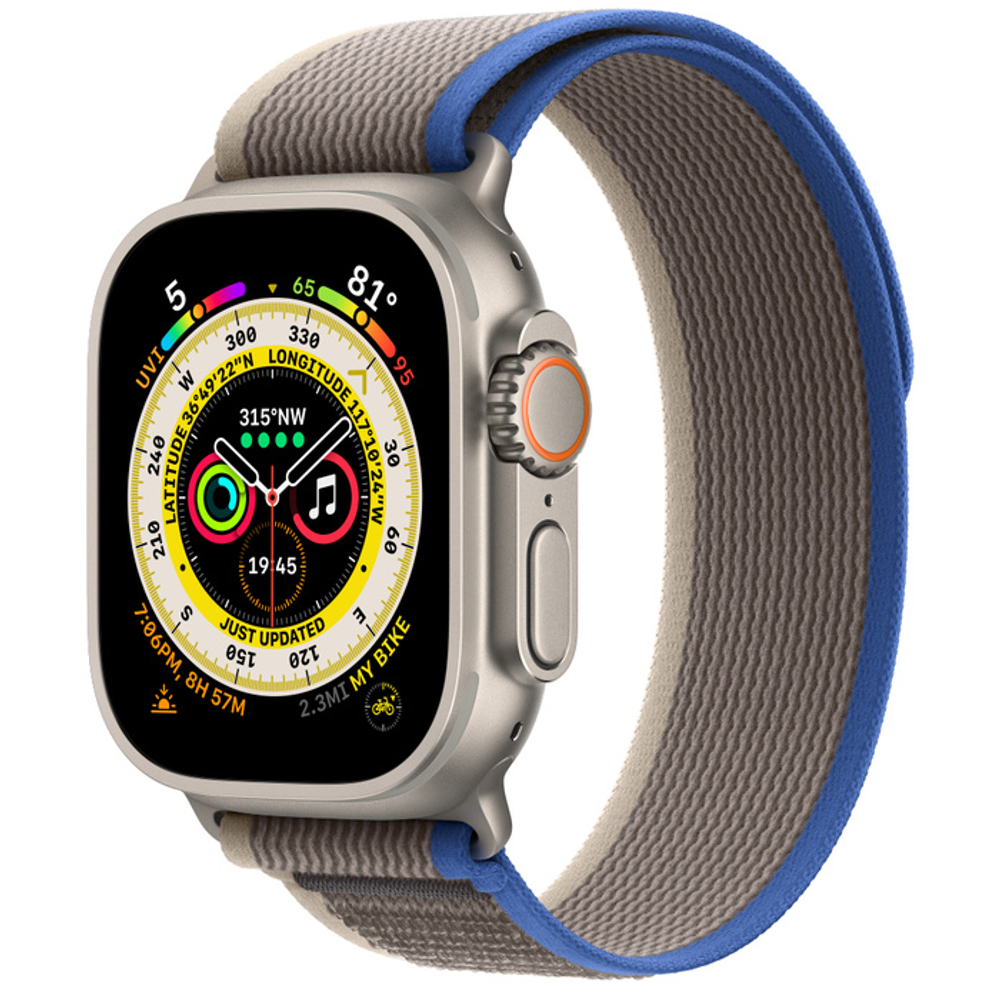 Apple Watch Ultra 49 mm Titanium Case with Blue/Gray Trail Loop