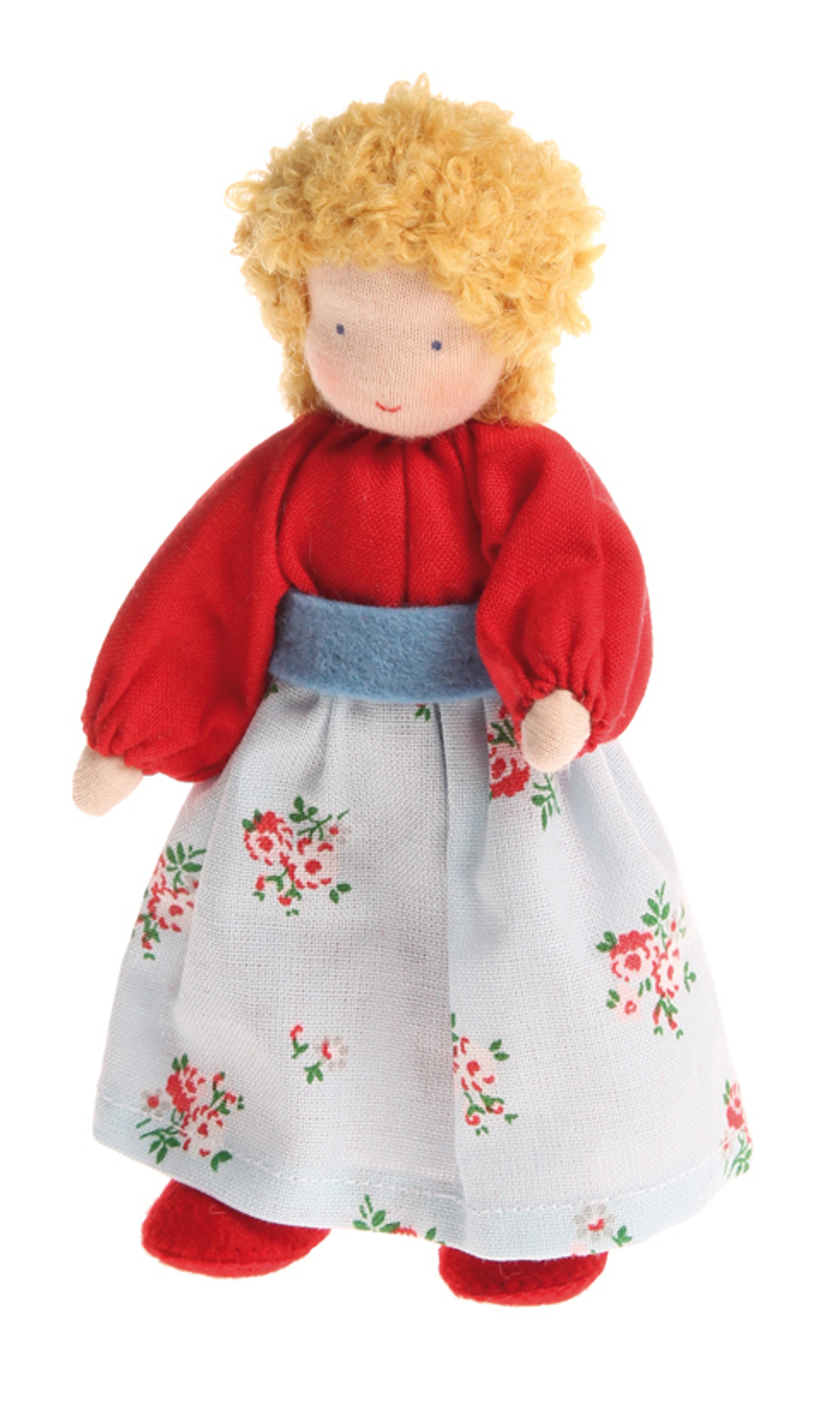 Вальдорфская текстильная кукла "Мама со светлыми волосами", 14 см