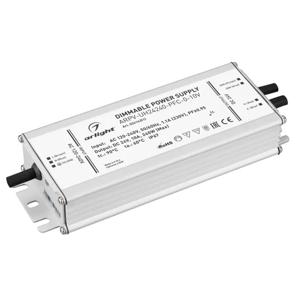 Блок питания ARPV-UH24240-PFC-0-10V (24V, 10.0A, 240W) (Arlight, IP67 Металл, 7 лет) 024143(1)