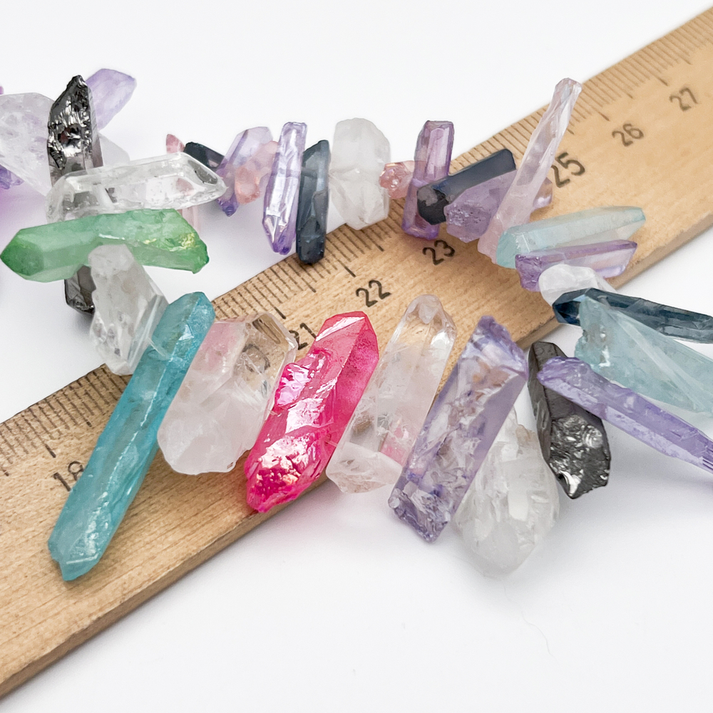 Кварц тонированный кристаллы микс, длина кристаллов 12-32 мм, цена за нить 25 см