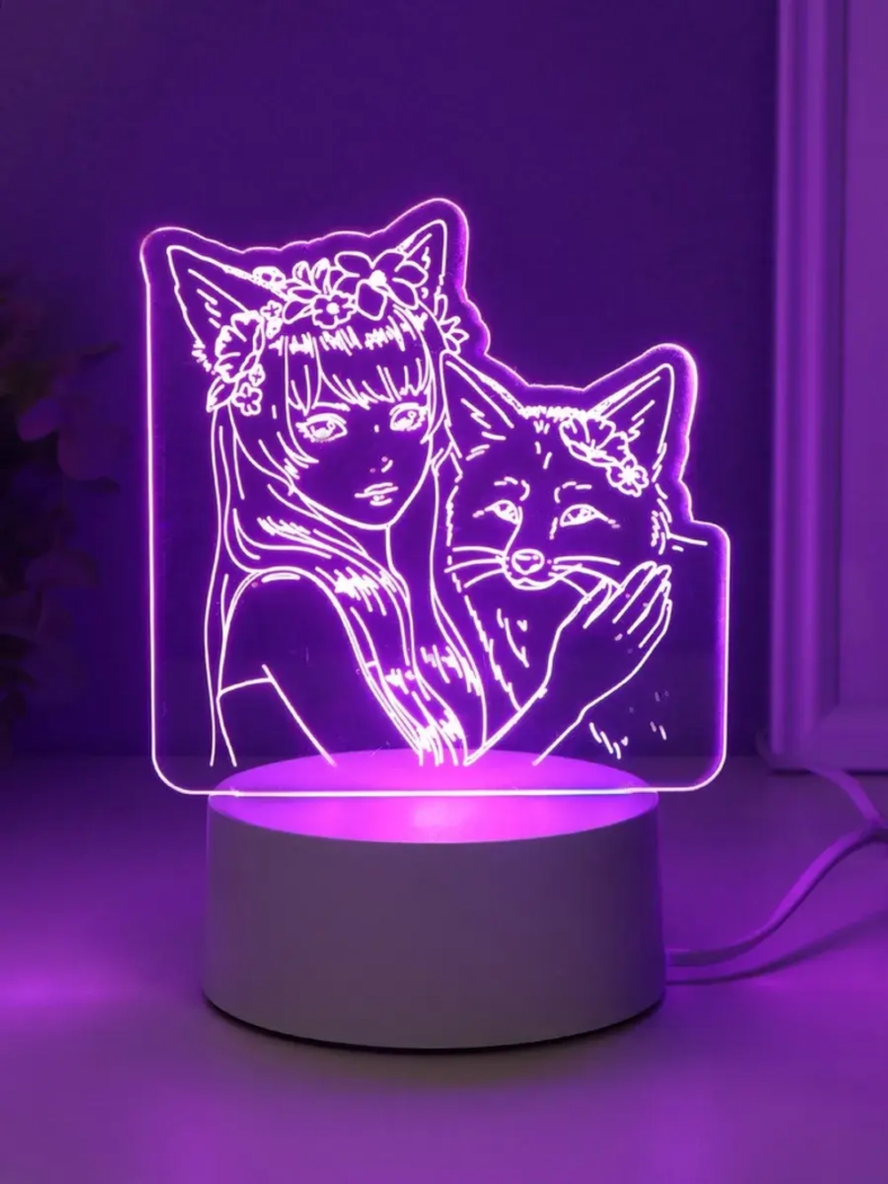 Светильник "Лисица" LED RGB от сети RISALUX 9,5х16,7х18,5 см